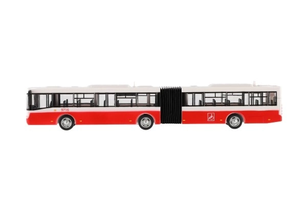 Česky hovoriaci plastový autobus 36 cm červený obojstranný na batérie. 40x10x7,5cm