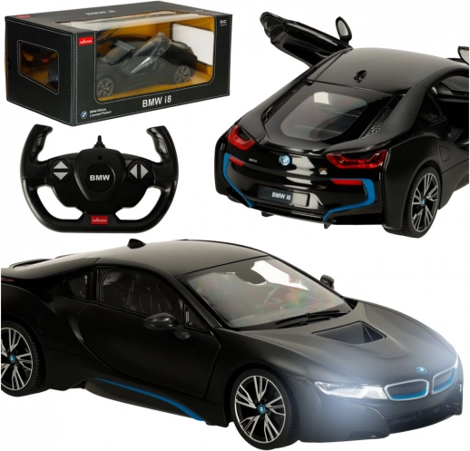Rastar 71010 BMW i8 auto na diaľkové ovládanie 1:14 otváracie dvere čierne