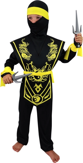 Detský kostým Žltý Ninja vo veľkosti M