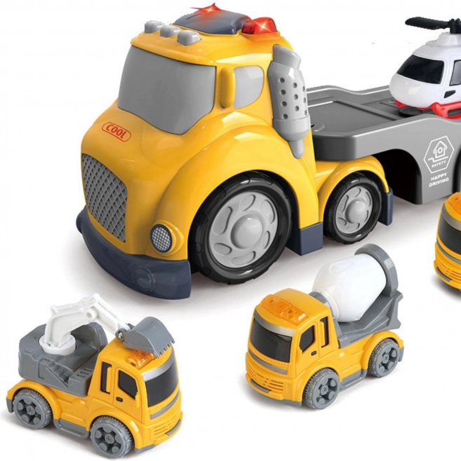 Žltá odťahová súprava WOOPIE City Truck so svetelnými a zvukovými efektmi