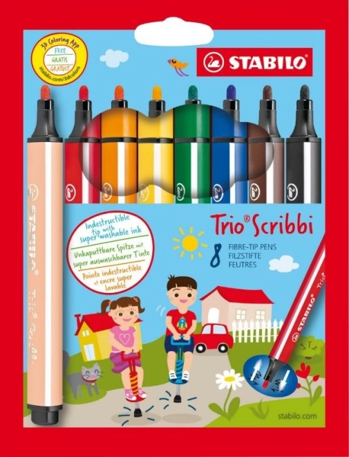 Súprava 8 fixiek STABILO Trio Scribbi