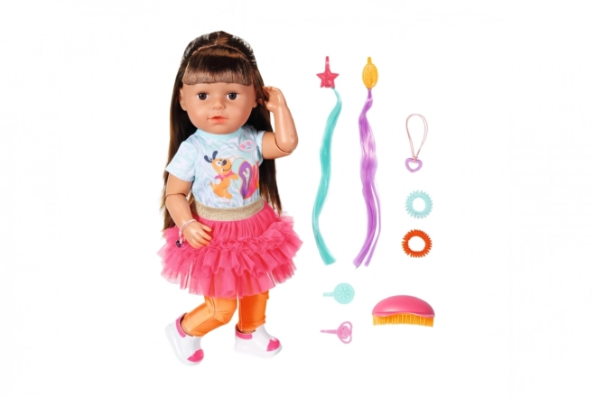 Staršia sestrička BABY born Play & Style, brunetka, 43 cm