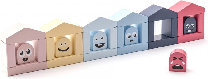 Cubika Pastel farebné domčeky – drevená stavebnica 30 dielov