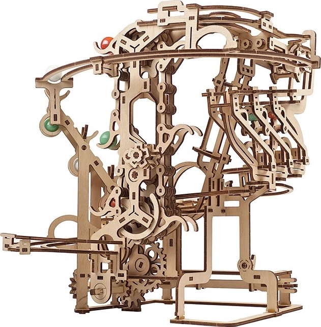 Ugears 3D drevené mechanické puzzle Guľôčková a reťazová dráha