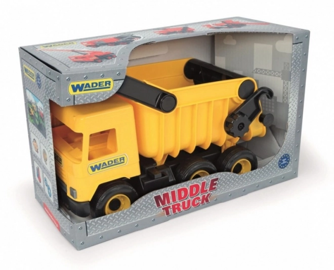 Žltý vyklápač Middle Truck 38 cm