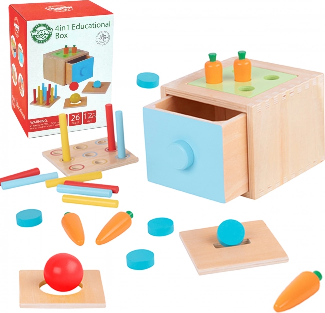 Woopie Green drevená edukačná zásuvková triediaca hračka Montessori