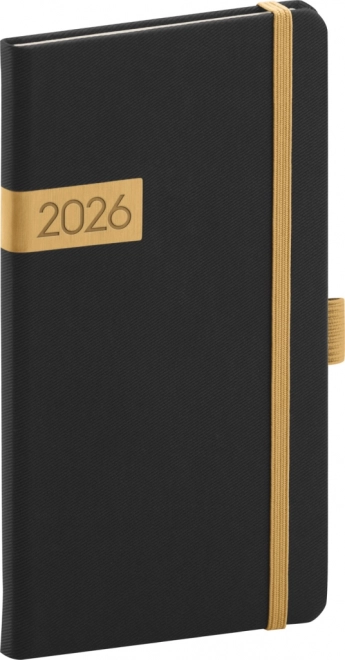 Vreckový diár Čierno-zlatý Twill 2026