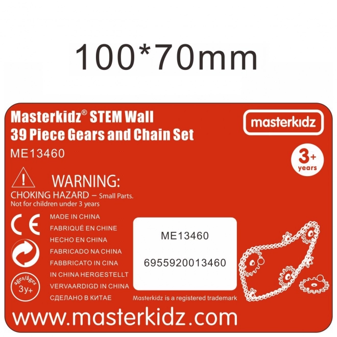 Masterkidz STEM Tabuľa s ozubenými kolesami a reťazou 39 dielov