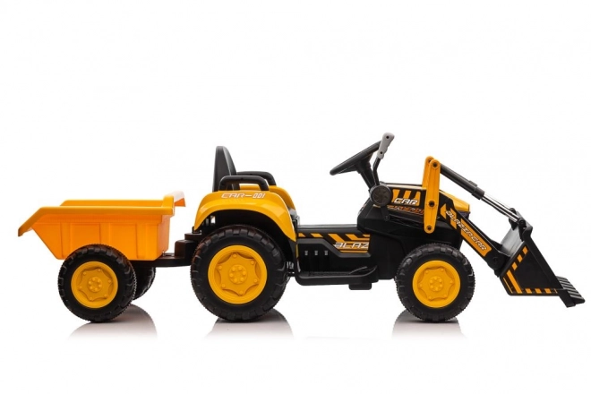 Traktor na akumulátor s lyžicou žltý