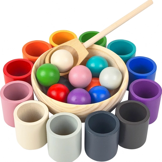 2Kids Toys dúhové guličky a kalíšky – montessori sada 12 farieb