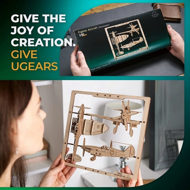 3D puzzle Ugears stíhacie lietadlo