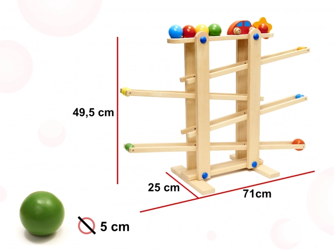 Veľká drevená Montessori dráha pre guličky