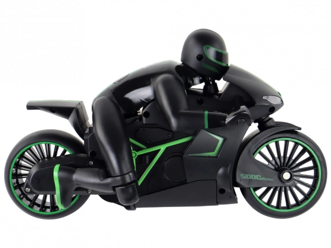 Zelený RC motocykel s rýchlosťou 20 km/h na diaľkové ovládanie