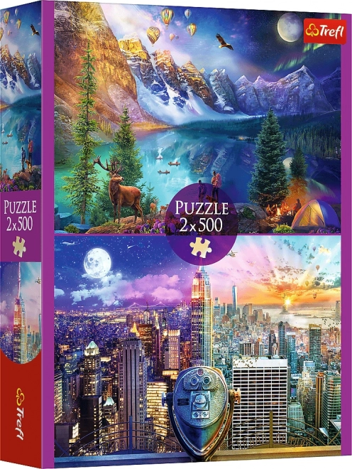 Puzzle 2x500 Vyhliadka po Amerike