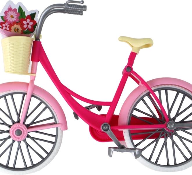 Štýlový ružový bicykel s košíkom