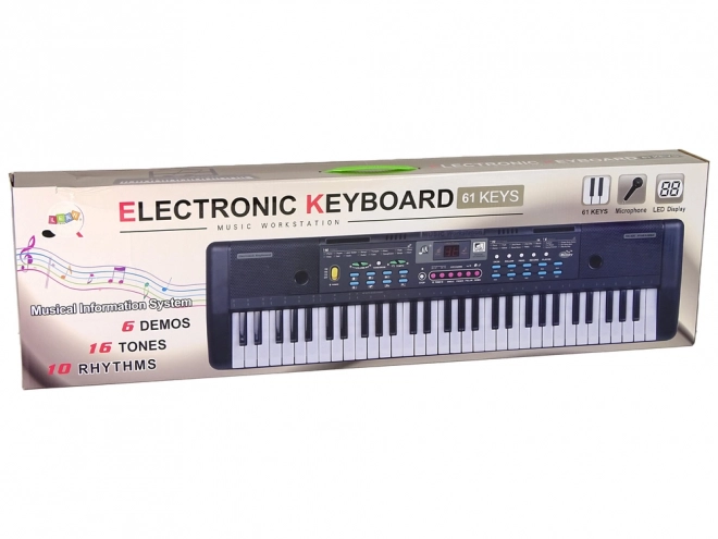Detký keyboard s mikrofónom a držiakom na noty 61 kláves
