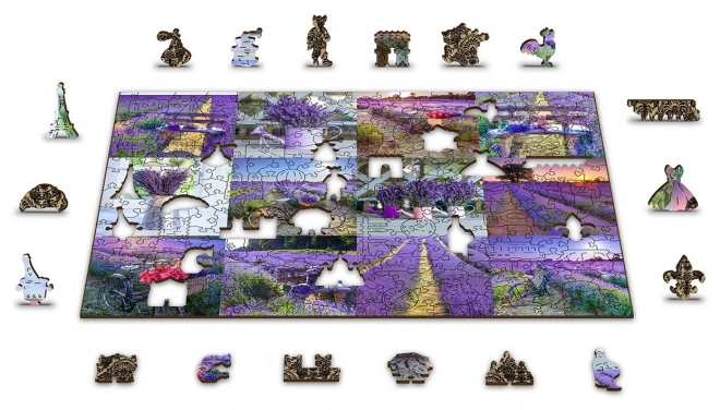 Drevené puzzle Levanduľové Francúzsko 2v1