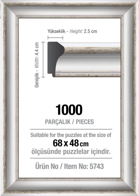 Rám na puzzle 68x48cm biely