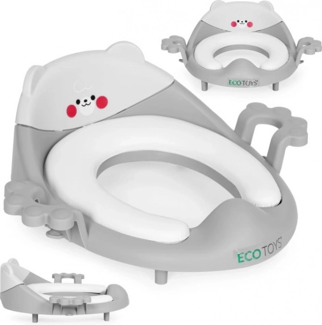 Detské WC sedátko s madlami a mäkkým polstrovaním, sivé, ECOTOYS
