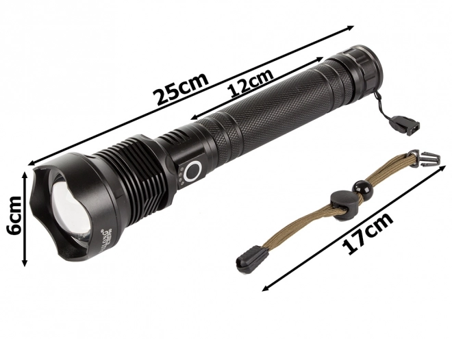 Vojenská taktická svietidlo s Cree LED XHP90 Zoom