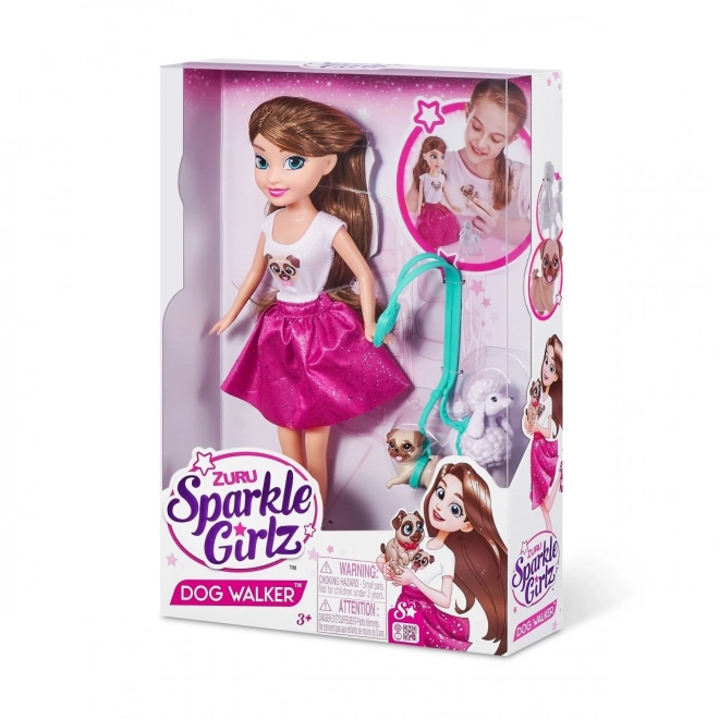 Lalka 27 cm so súpravou prechádzka so psíkom Sparkle Girlz