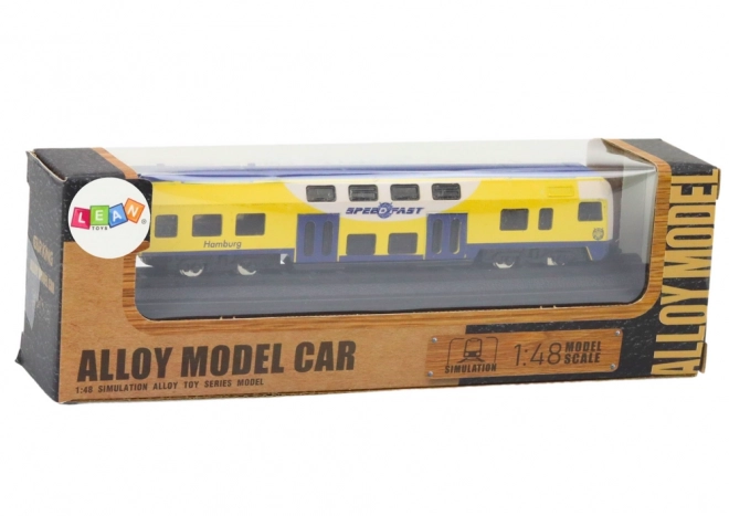Kolekcionársky model vlaku žlto-modrý 1:48 kovový
