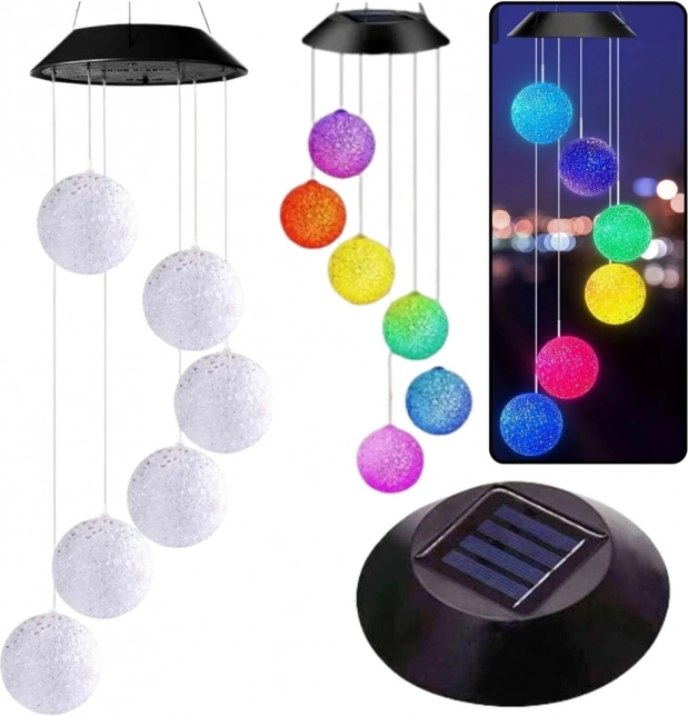 Solárne záhradné LED lampy farebné gule