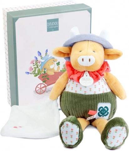 Doudou darčeková sada kravka Aneth s dekou zelená 28 cm