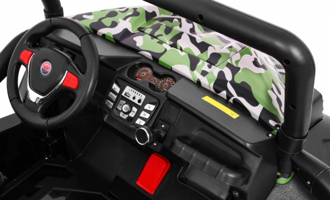 Detské terénne vozidlo Grand Buggy 4x4 s maskovaním, LED osvetlením a rádiom MP3