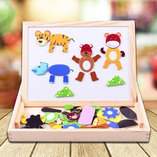 Magnetická tabuľa s puzzle zvieratká