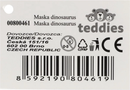 Gumená dinosauří maska na karneval