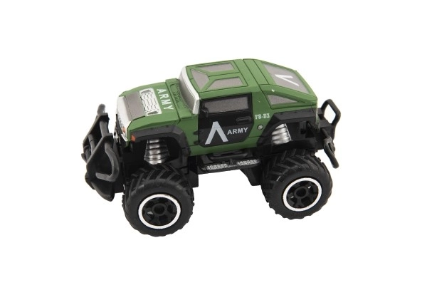 Auto RC mini vojenské SUV plastové 14 cm 27 MHz auto na diaľkové ovládanie na batérie. 2 farby v krabici 16x12x10