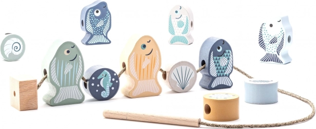 Cubika pastel navliekacie ryby a morskí živočíchovia – drevený navliekací set