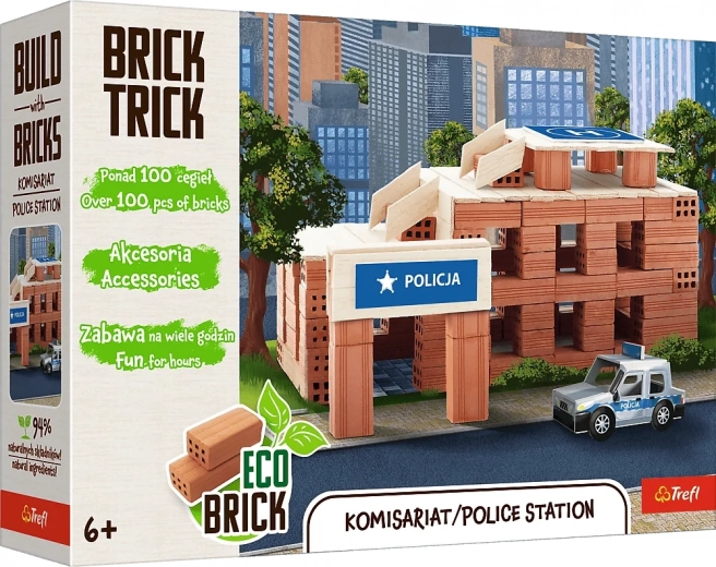 Trefl Brick Trick policajná stanica – stavebnica z pravých tehál, 100 dielov