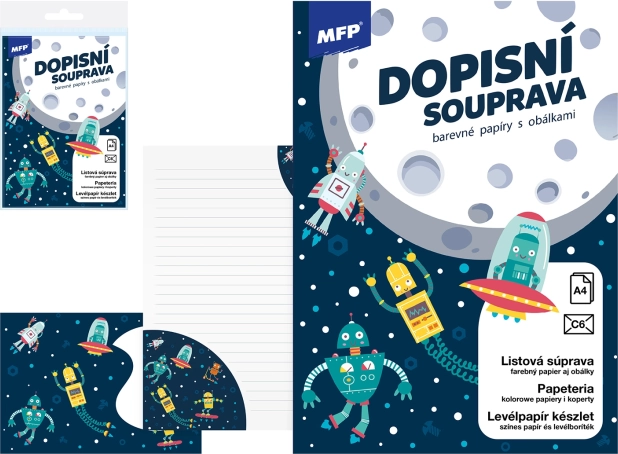 Korešpondenčný papier Vesmír s Vesmírnymi Motívmi