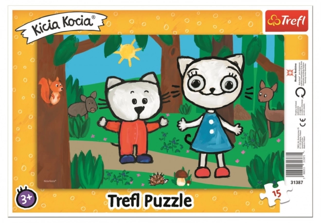 Puzzle Kicia Kocia: Macka v lese 15 dielikov