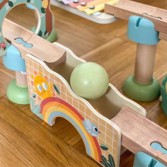 Drevená guličková dráha s Xylofónom Tooky Toy 44 ks
