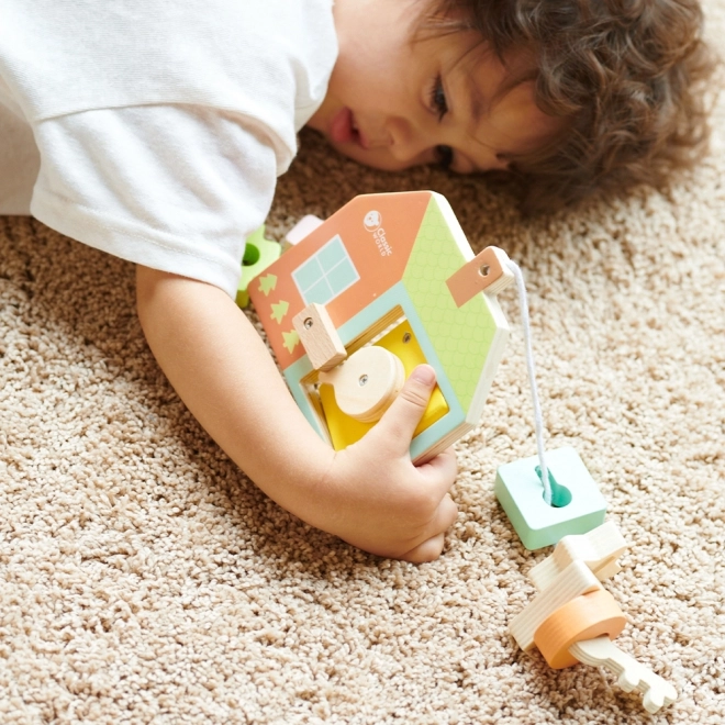 Classic World Montessori drevené navliekanie kľúče a dvere 11 ks