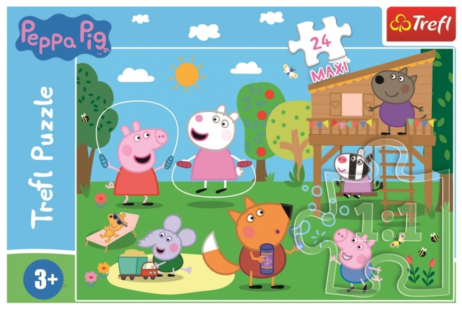 Puzzle Prasiatko Peppa: Zábava v tráve MAXI 24 dielikov