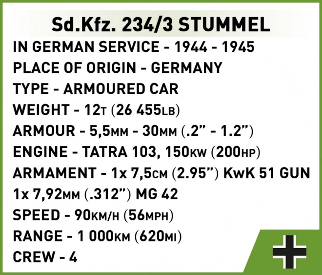 II WW Sd. Kfz 234/3 Stummel stavebnica