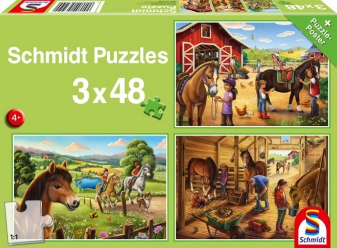 Schmidt Puzzle Moji obľúbení koníci 3x48 dielikov