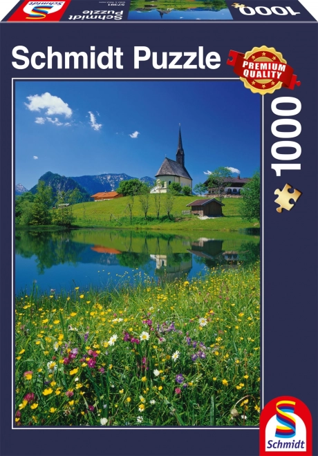 Puzzle Inzell, Einsiedlhof a kostol sv. Mikuláša 1000 dielikov