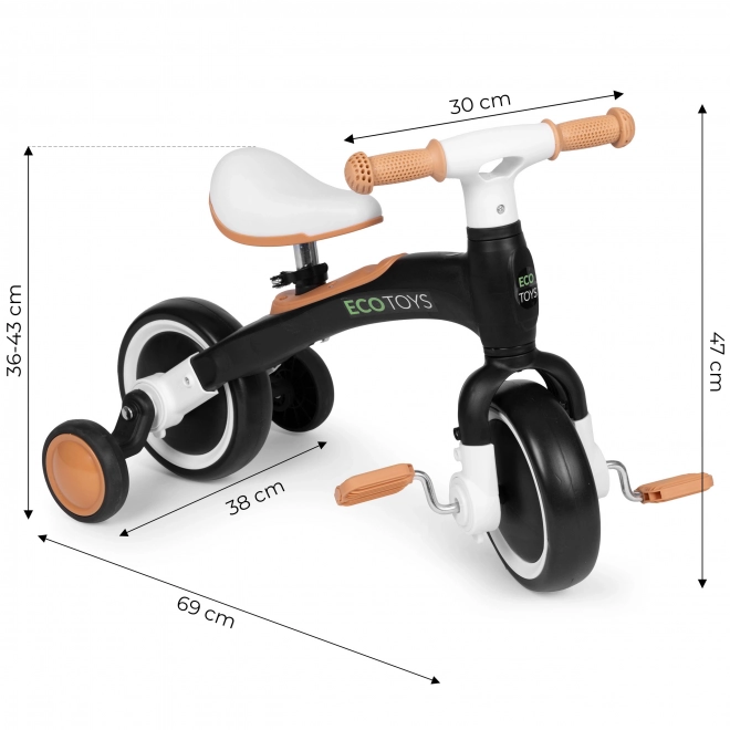 Detský odrážadlo s pedálmi 3-v-1 čierna ECOTOYS