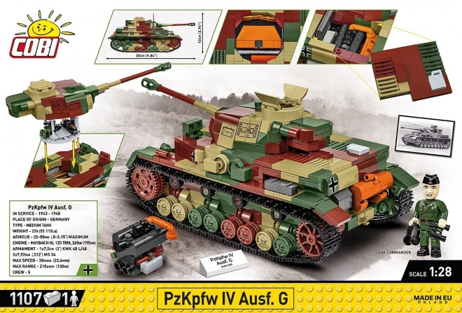 Tank Panzer IV z druhej svetovej vojny - stavebnica 1107 dielikov