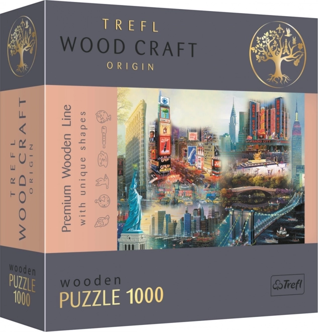 Drevené obojstranné puzzle Koláž New York 1000 dielikov