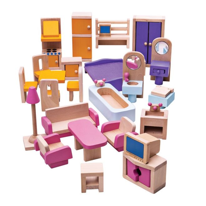 Bigjigs Toys Drevený nábytok do domčeka pre bábiky
