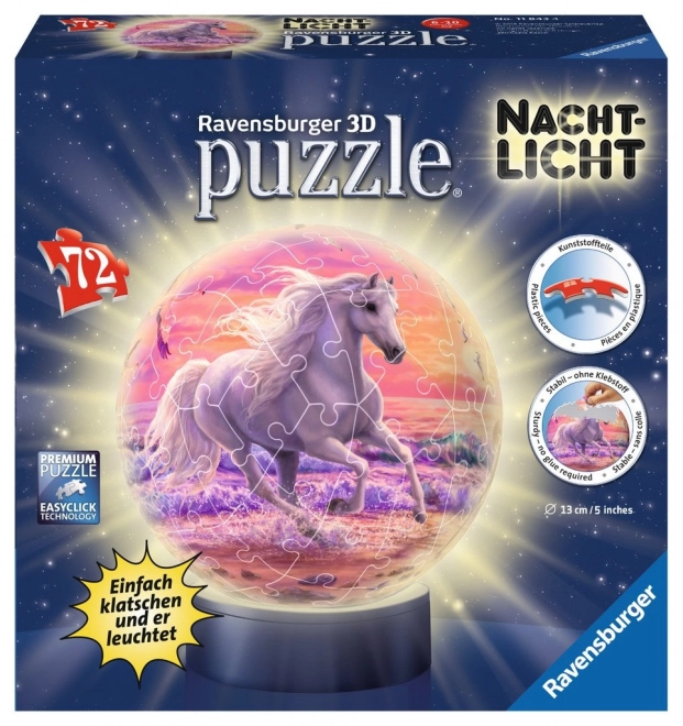 Ravensburger 3D Svietiace puzzleball Kôň na pláži