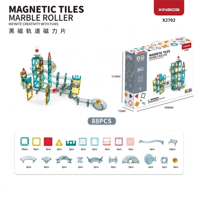 Magnetická dráha s guľôčkami - 88 dielov