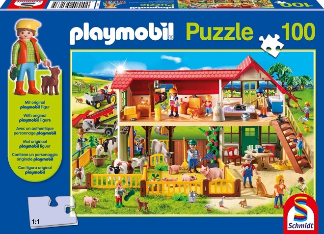 Puzzle Playmobil Farma 100 dielikov + figúrka Playmobil