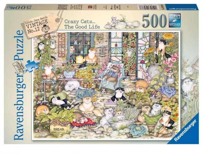 Puzzle Bláznivé Mačky: Mačací život 500 dielikov